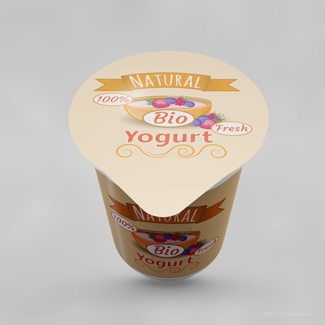 酸奶包装瓶口贴图样机