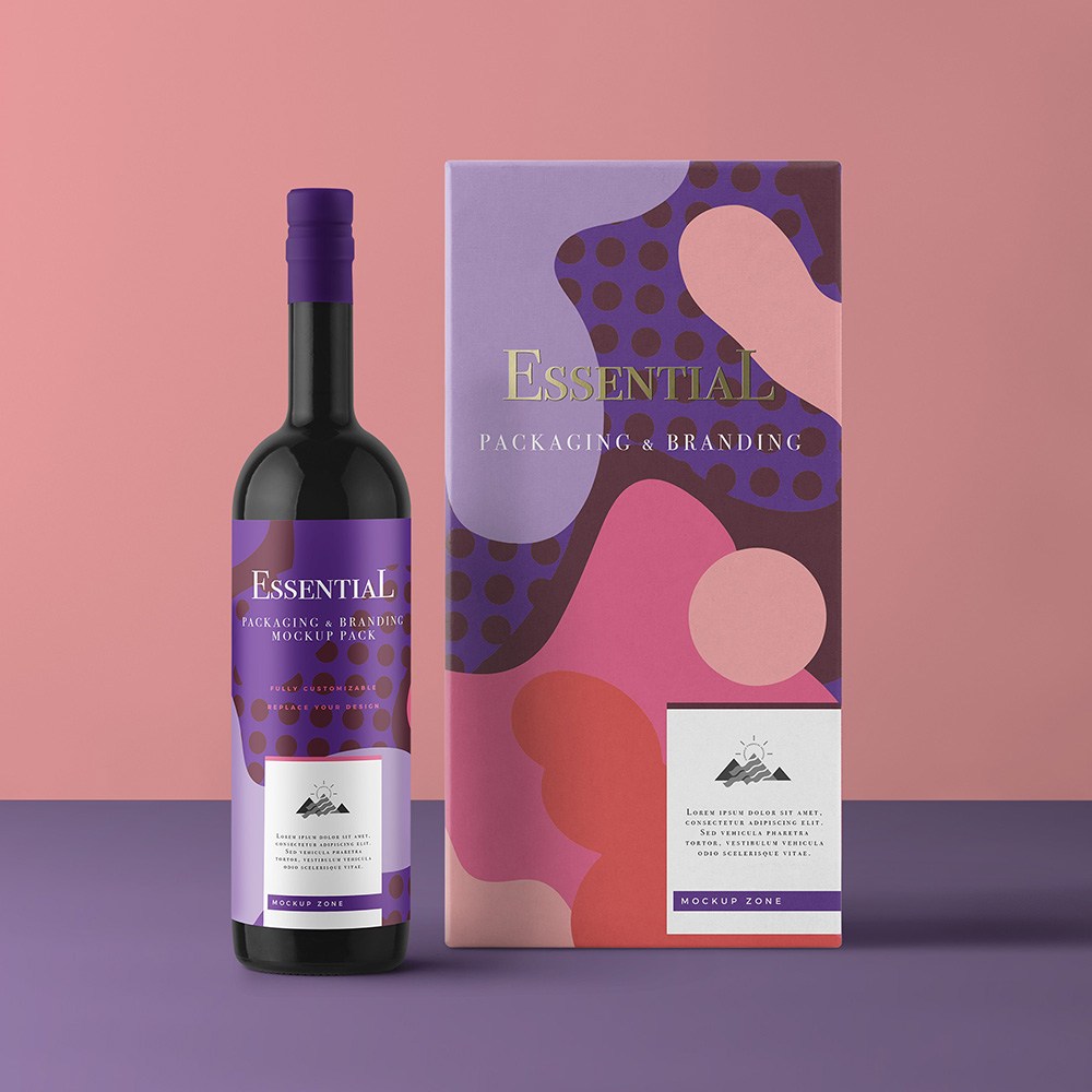 时尚红酒包装设计样机