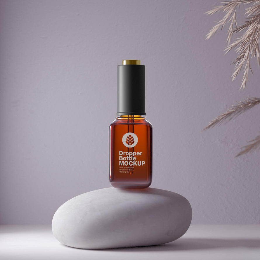 琥珀色玻璃滴管瓶样机