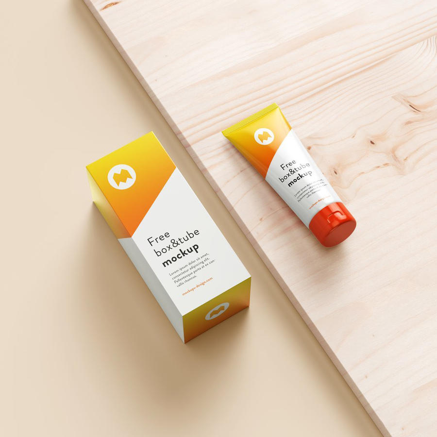 黄色护手霜包装纸盒管装护手霜产品样机 (2)