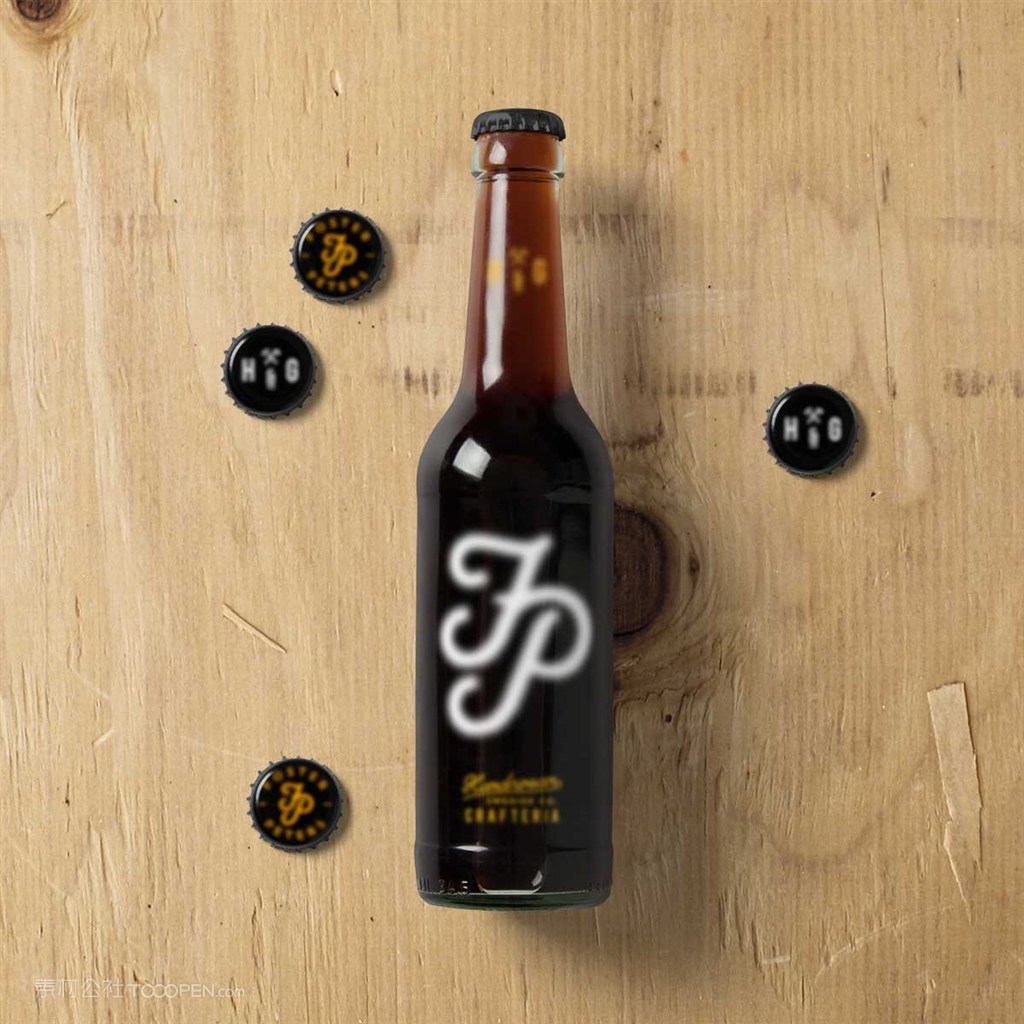 酒吧餐厅vi酒瓶样机模板