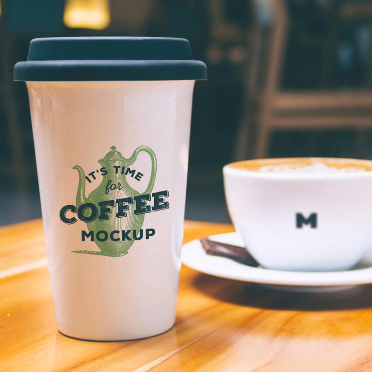 咖啡杯图案设计效果展示样机