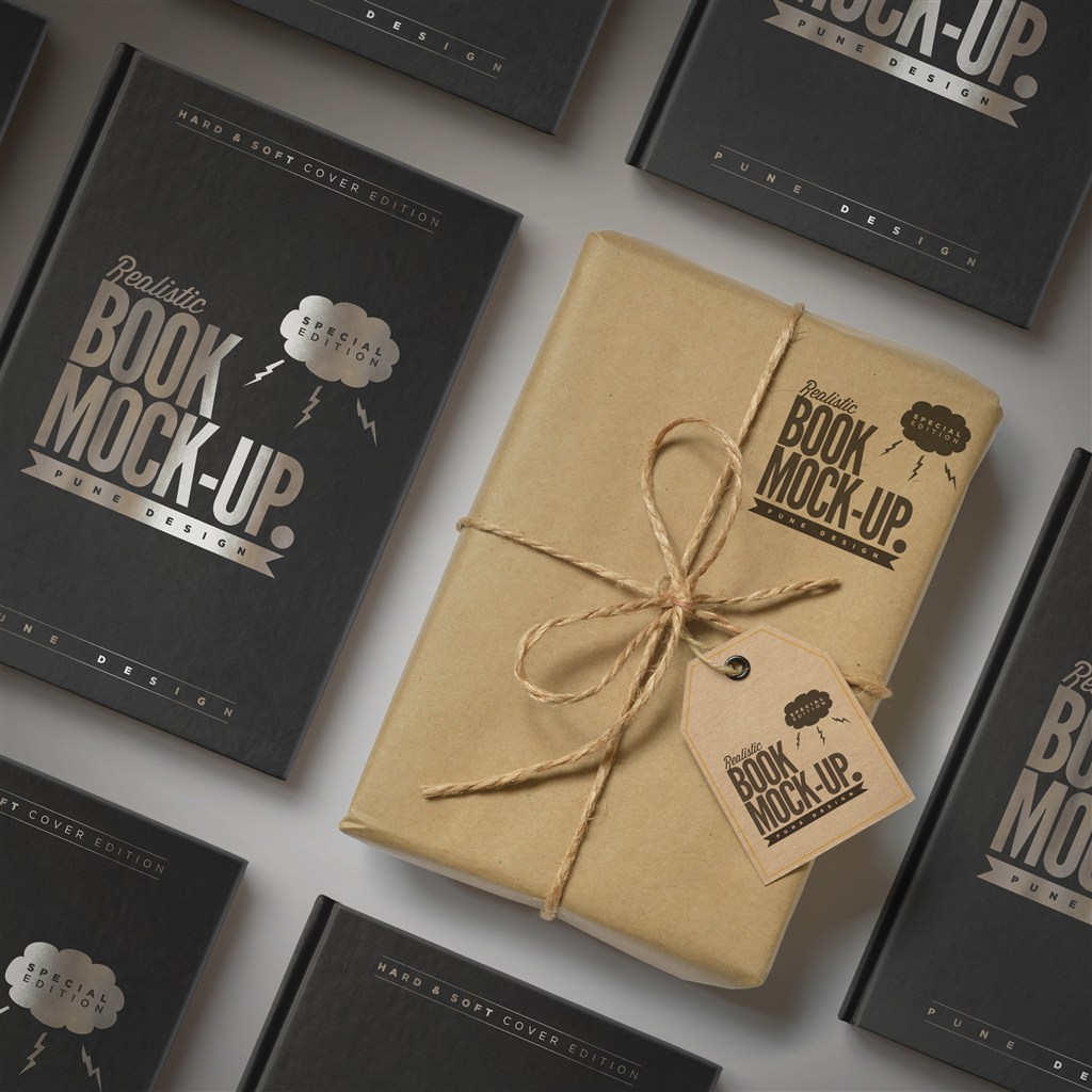 精美绑绳纸袋书籍礼品包装样机