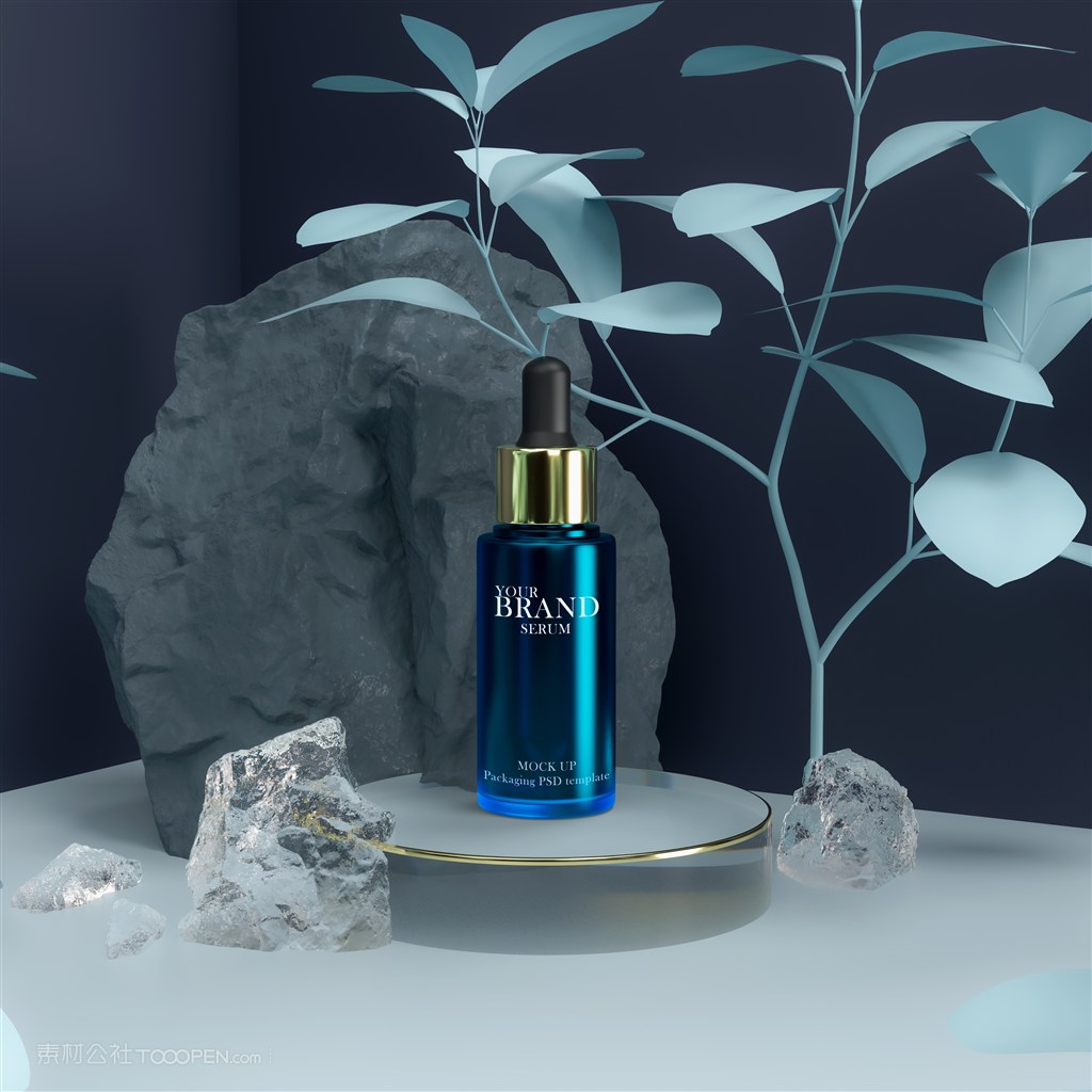 假山背景高级化妆品护肤品贴图样机