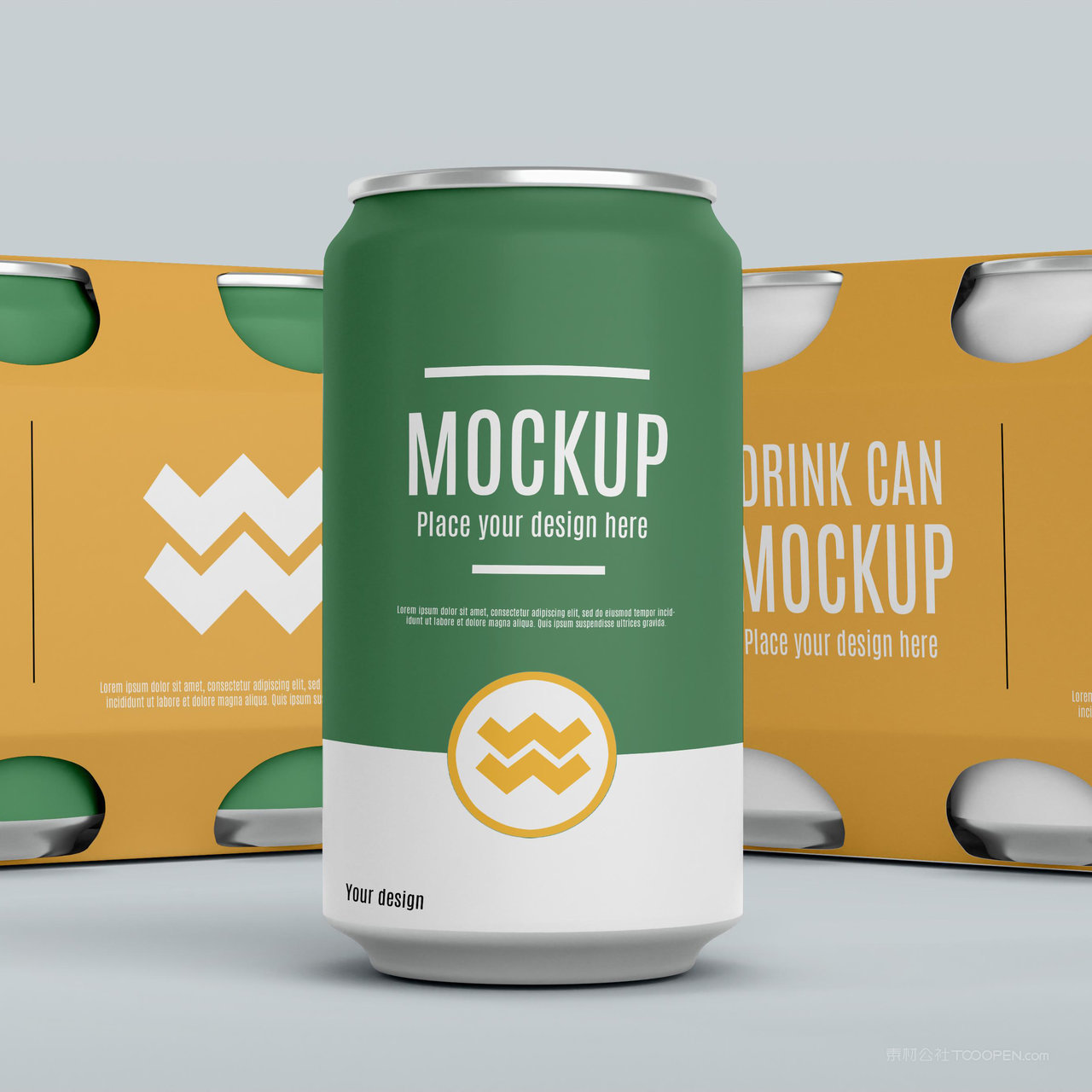 特写易拉罐啤酒饮料包装贴图样机