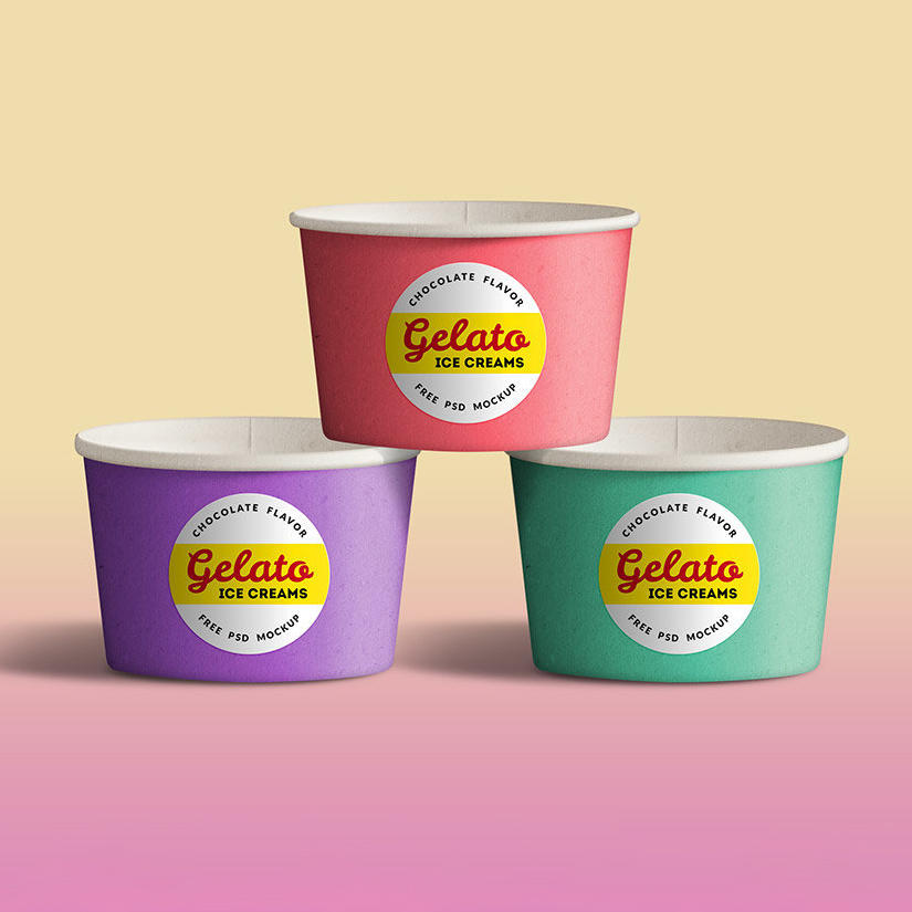 外卖纸杯标签设计效果展示样机模板