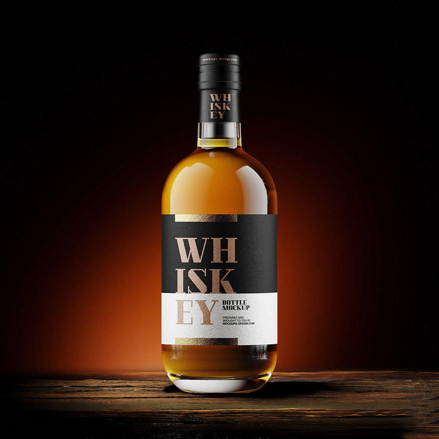 棕色威士忌酒瓶样机