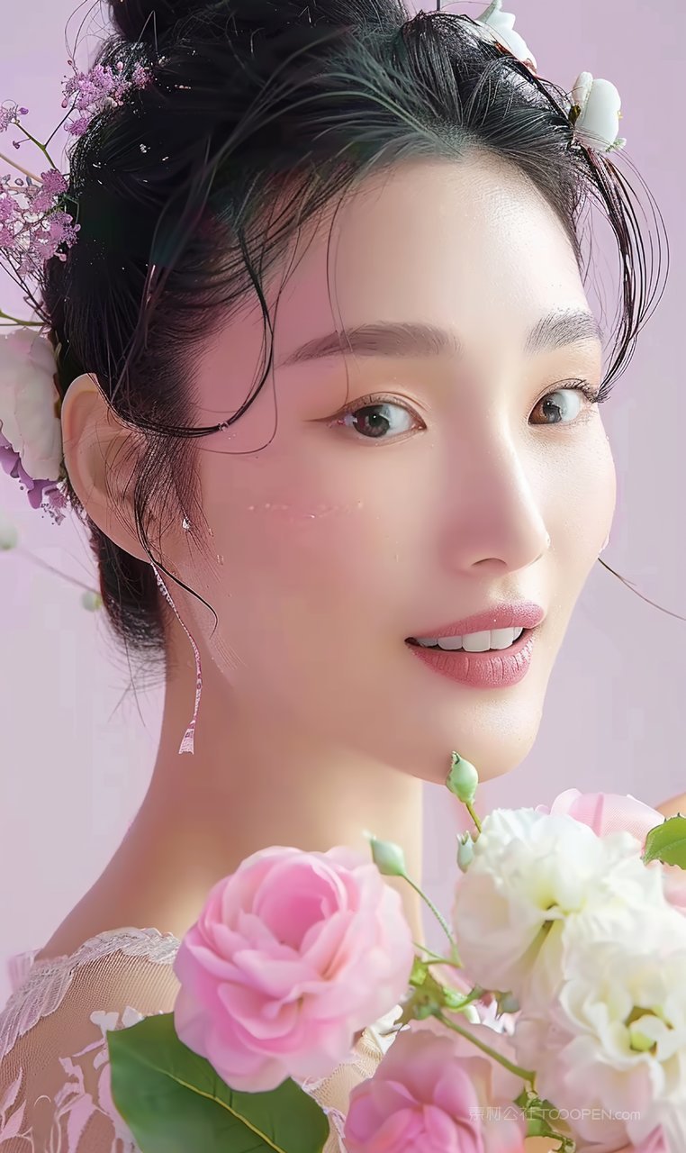 女性气质魅力迷人高雅少女美白