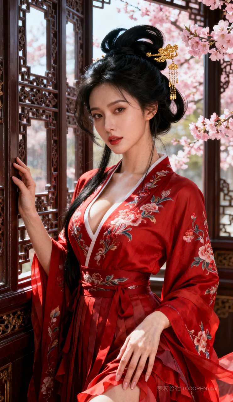 妩媚美女大胸性感古风美艳汉服少女