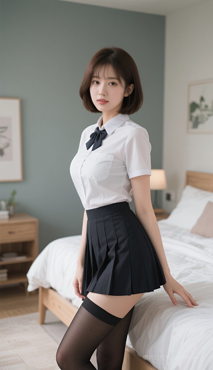 制服美女长腿丝袜短裙模特