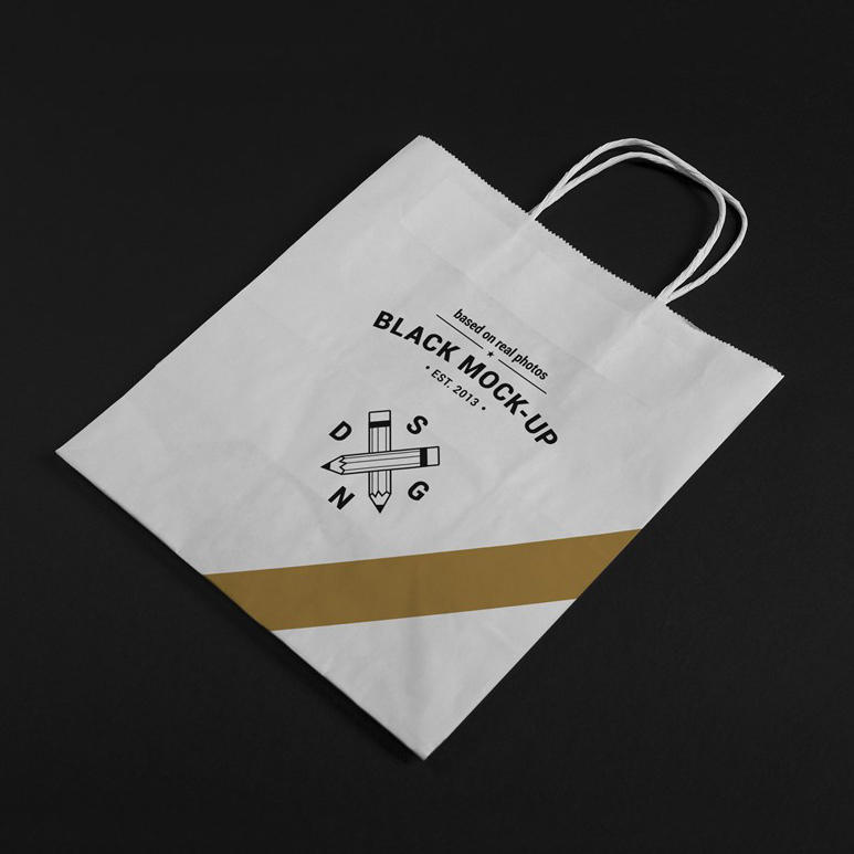 大气黑色背景购物袋样机