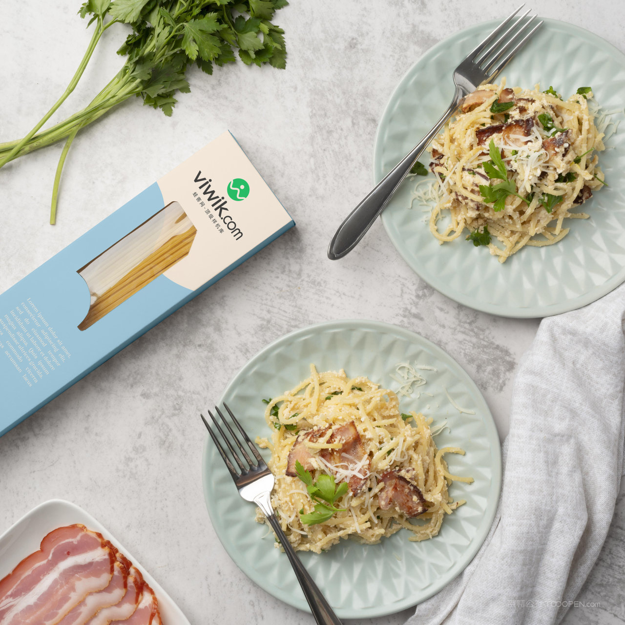 包装盒纸盒开窗意面包装盒贴图样机