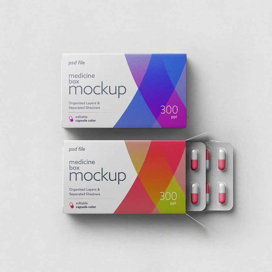 胶囊药丸盒包装样机