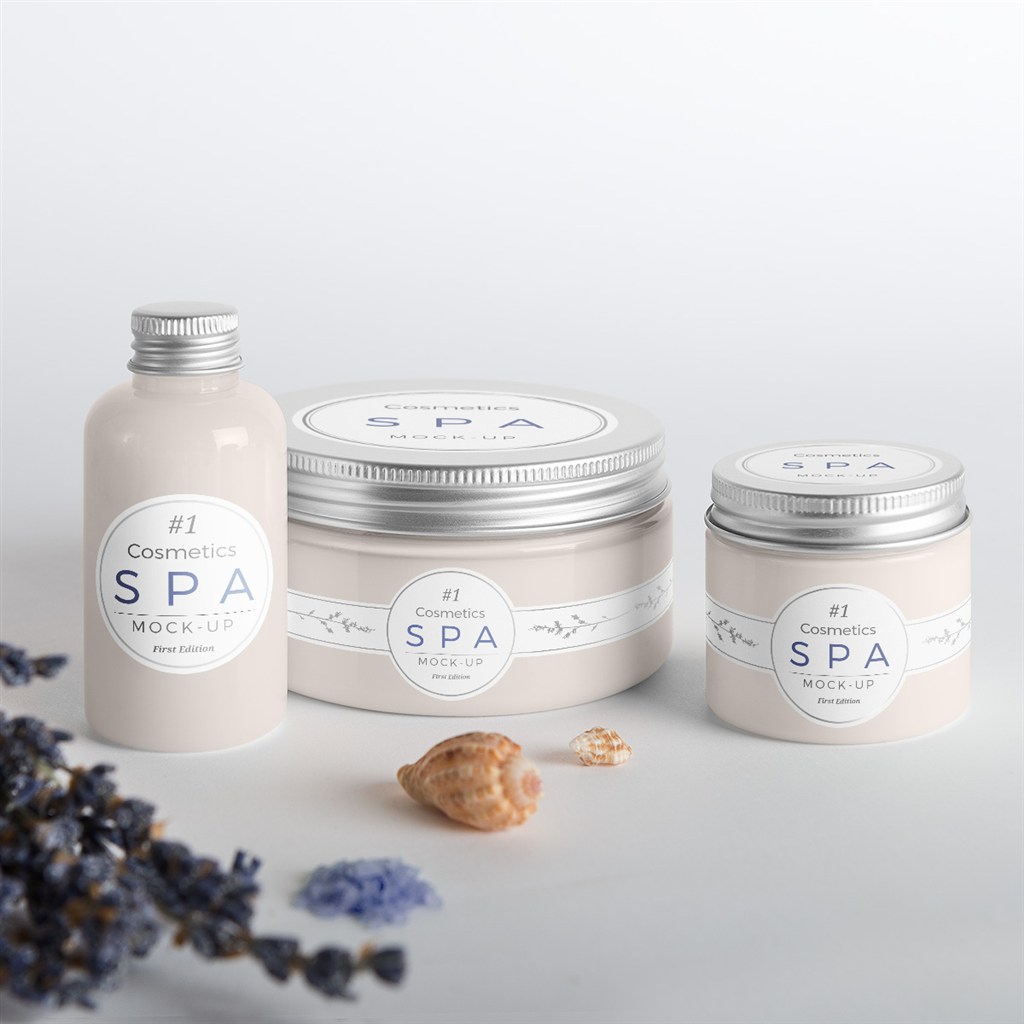 spa精油瓶子贴图样机包装模板