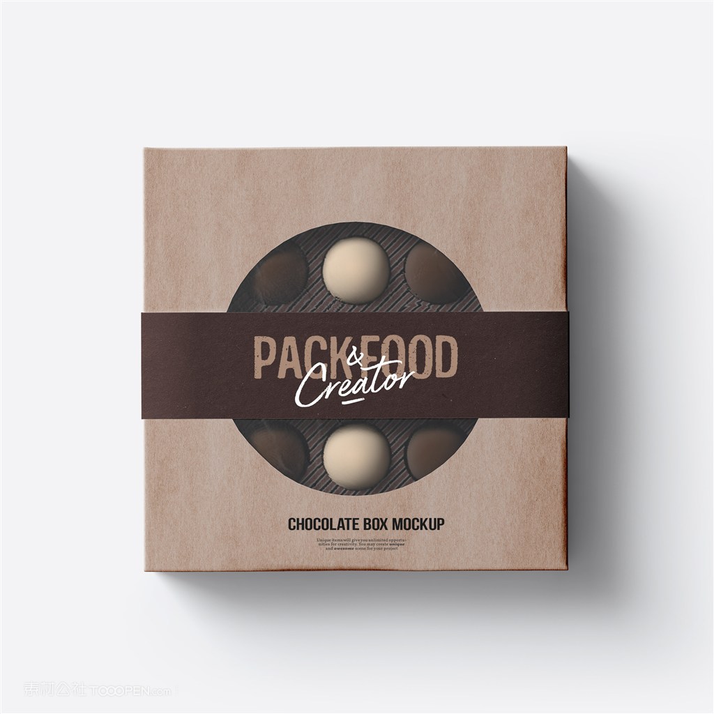 透明开窗巧克力包装盒定制点心包装盒样机