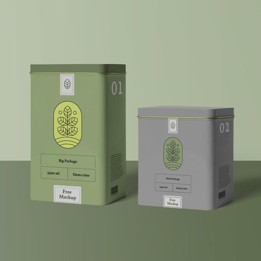 两个金属茶叶盒模型样机