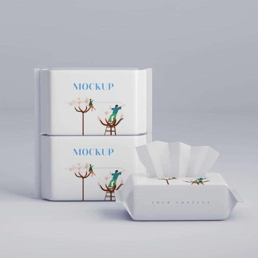 洗脸巾洁面湿巾包装设计展示样机