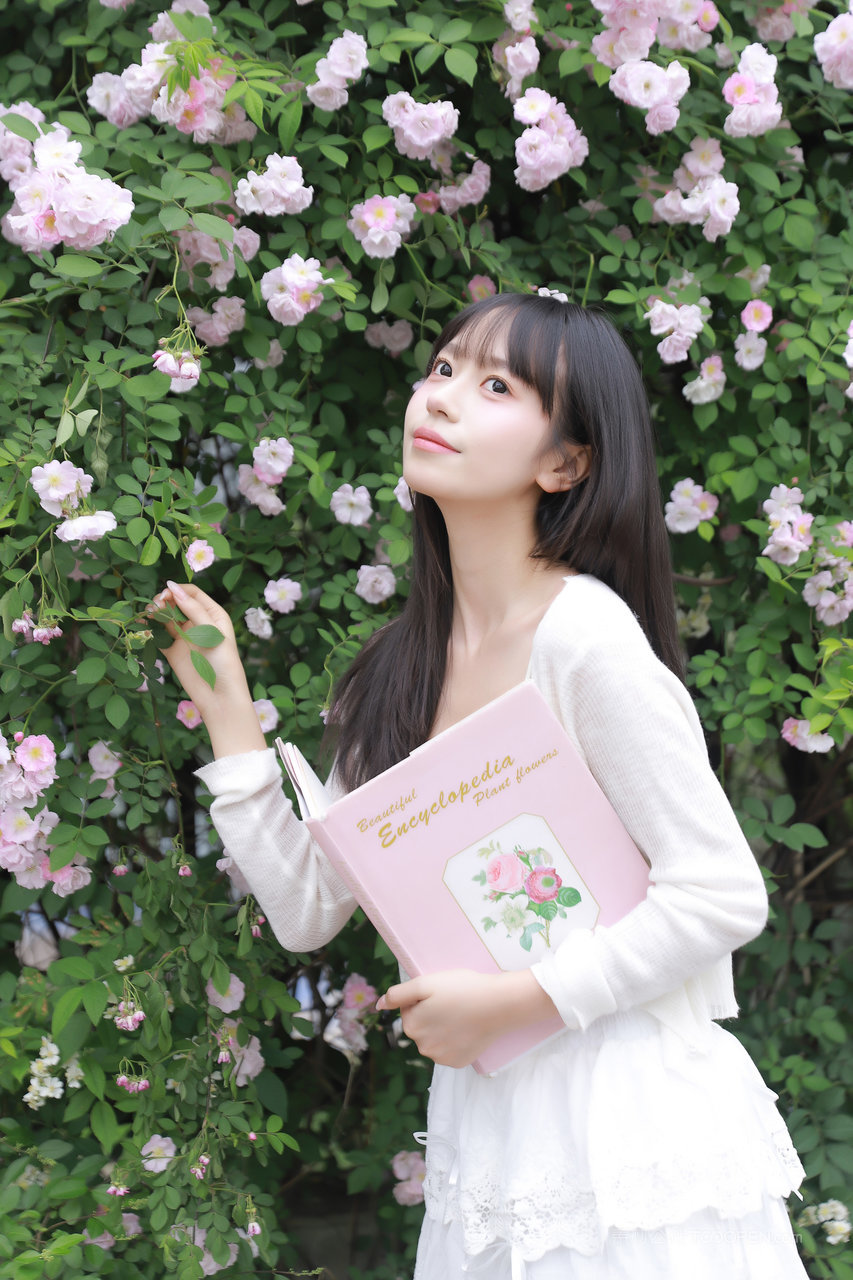 户外赏花的清纯美女大学生文艺写真图片