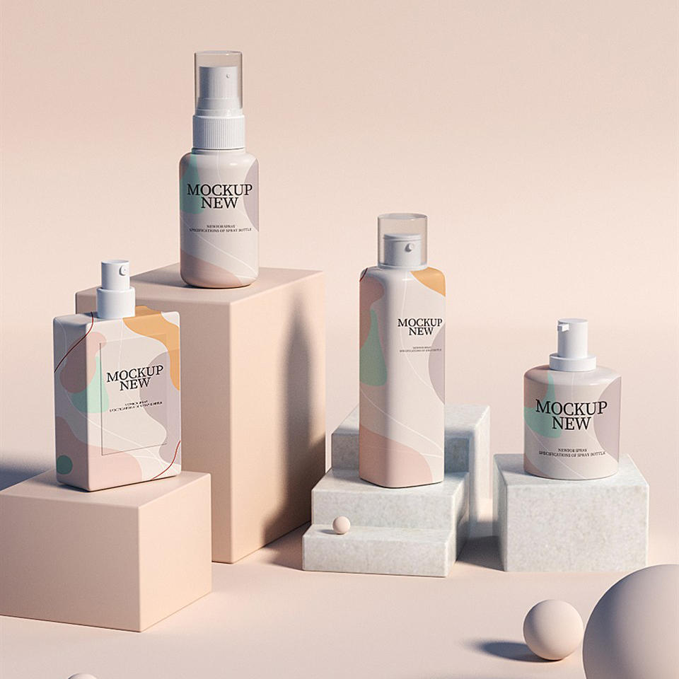 多种规格化妆品喷雾瓶产品包装样机模板素材