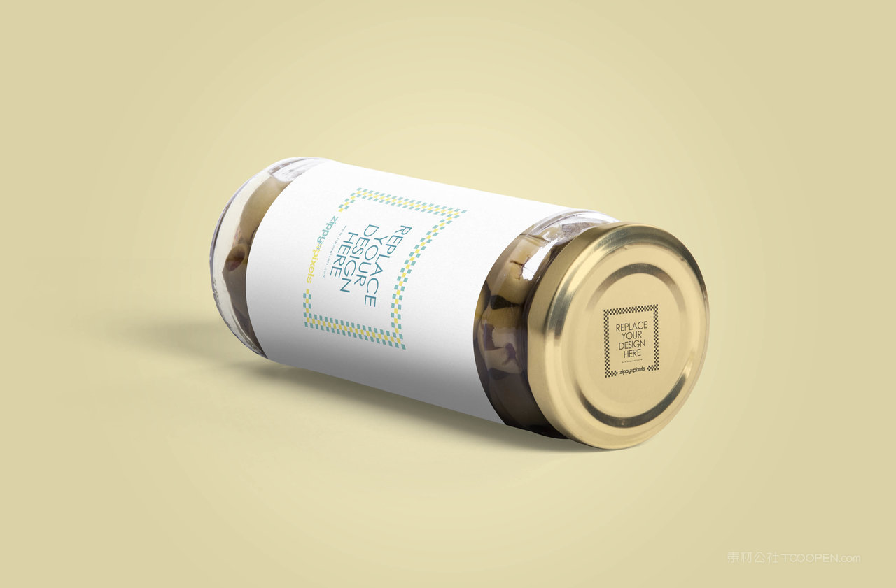 橄榄玻璃罐头包装样机