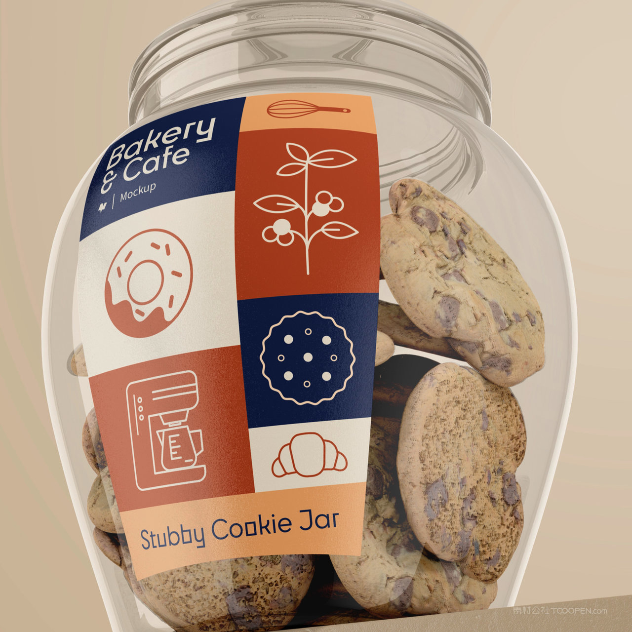 透明玻璃瓶饼干瓶食品包装贴图样机