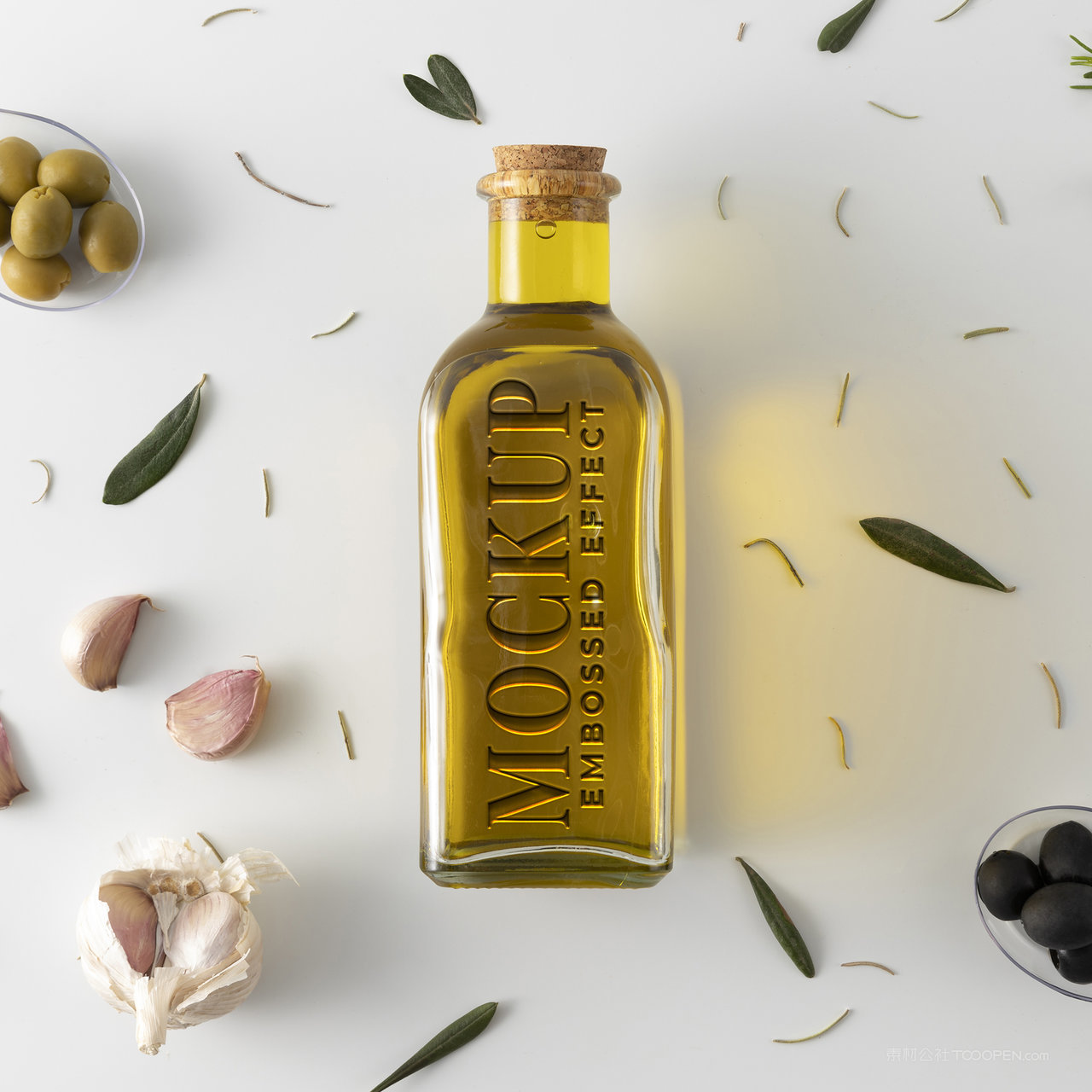 香料透明玻璃瓶橄榄油包装贴图样机