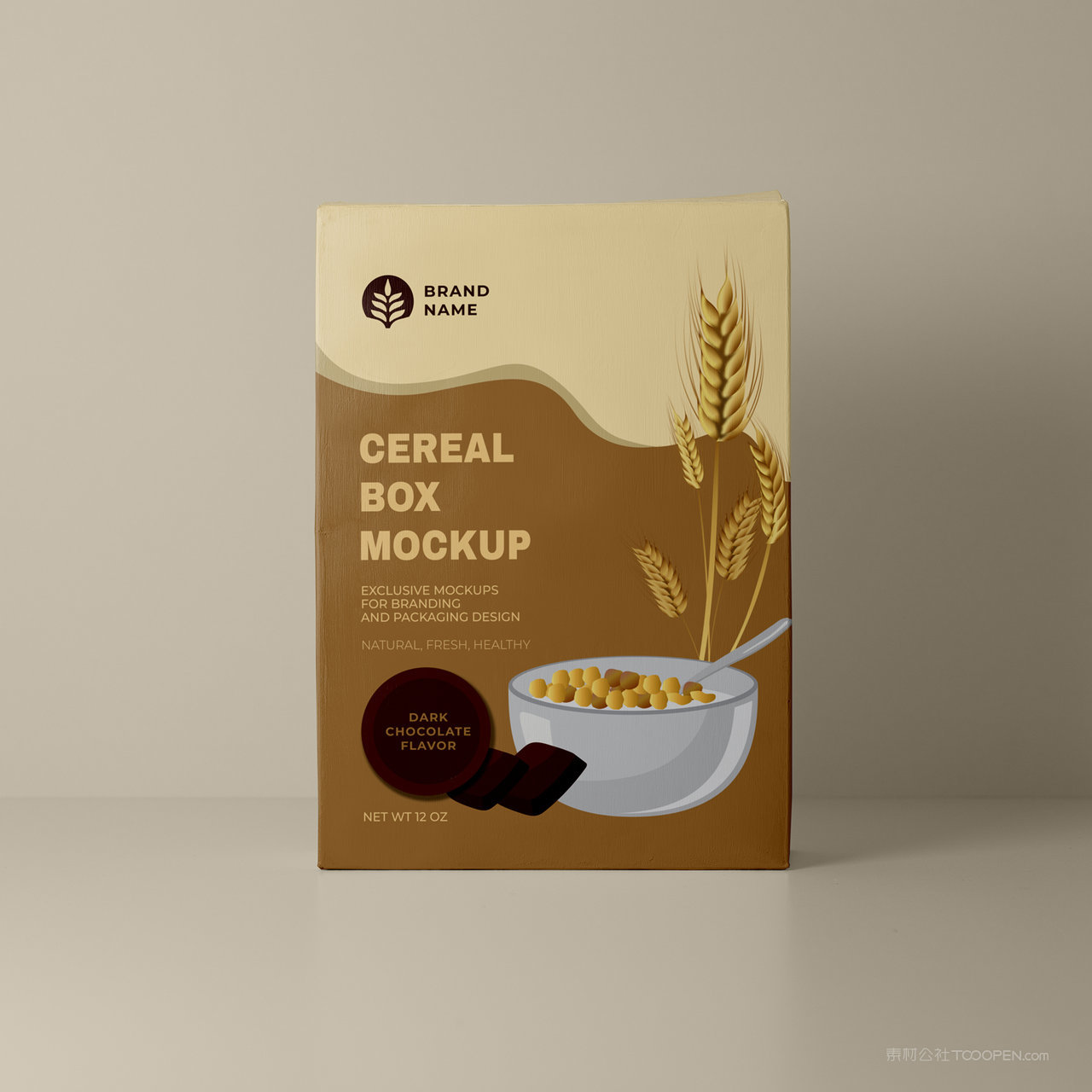 正视图麦片包装贴图样机