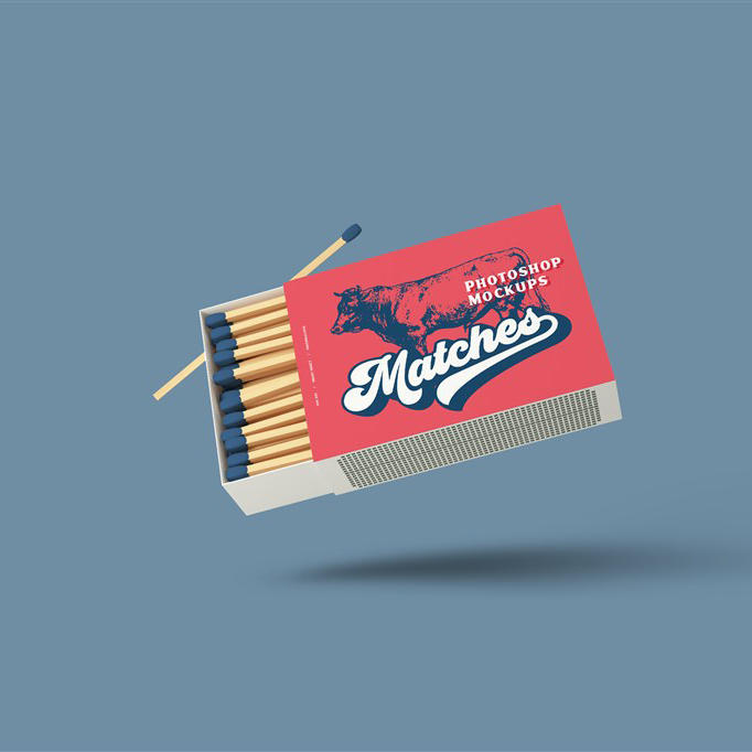 火柴盒包装样机素材