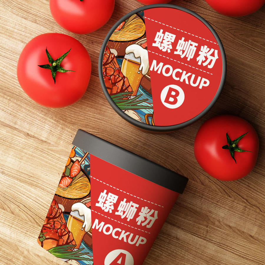 桶装美食螺蛳粉酸辣粉包装样机