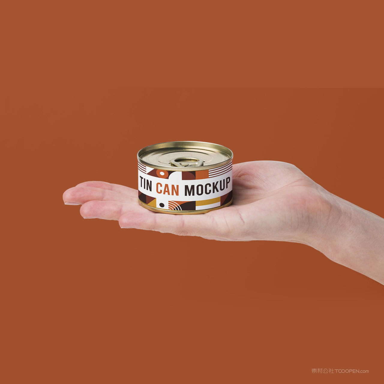 手托罐头贴图样机