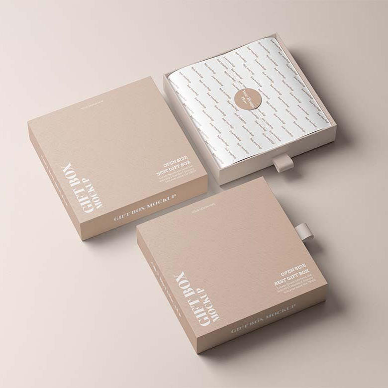 礼品盒包装设计样机素材