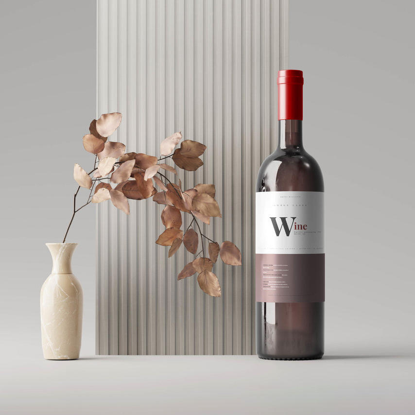 红酒瓶贴纸样机