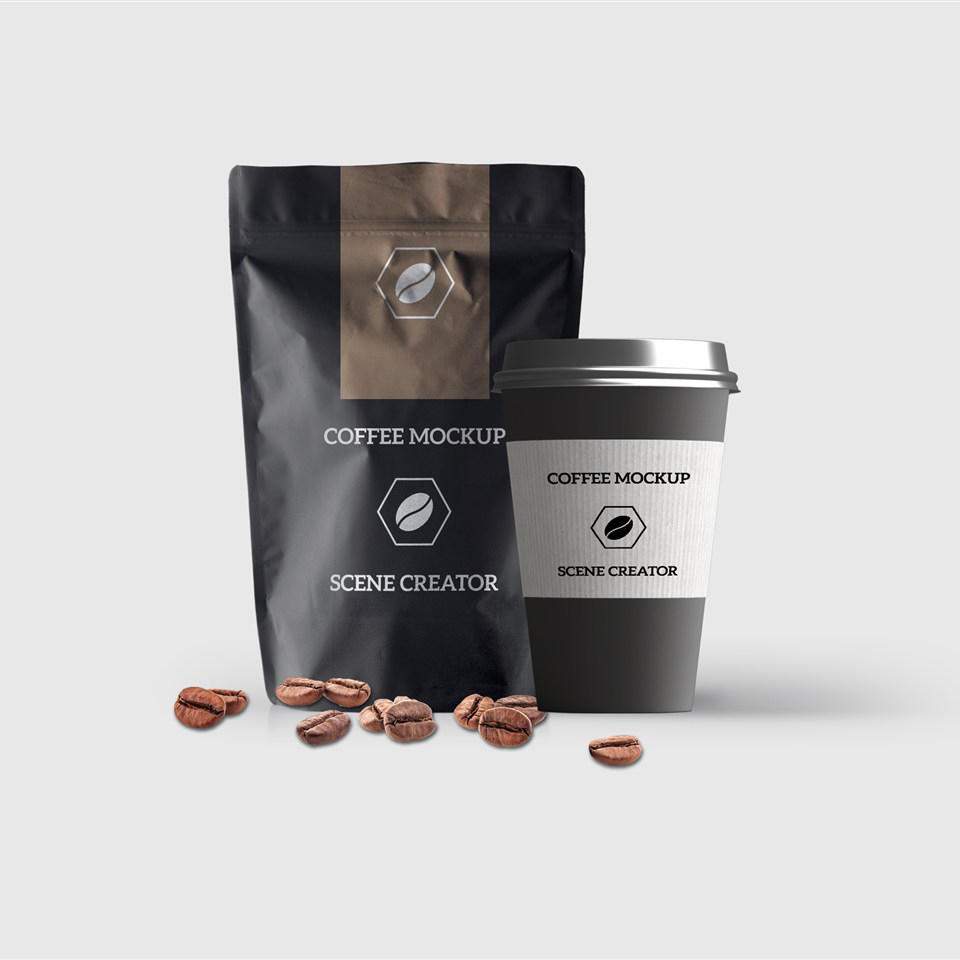 高端时尚咖啡包装样机模板