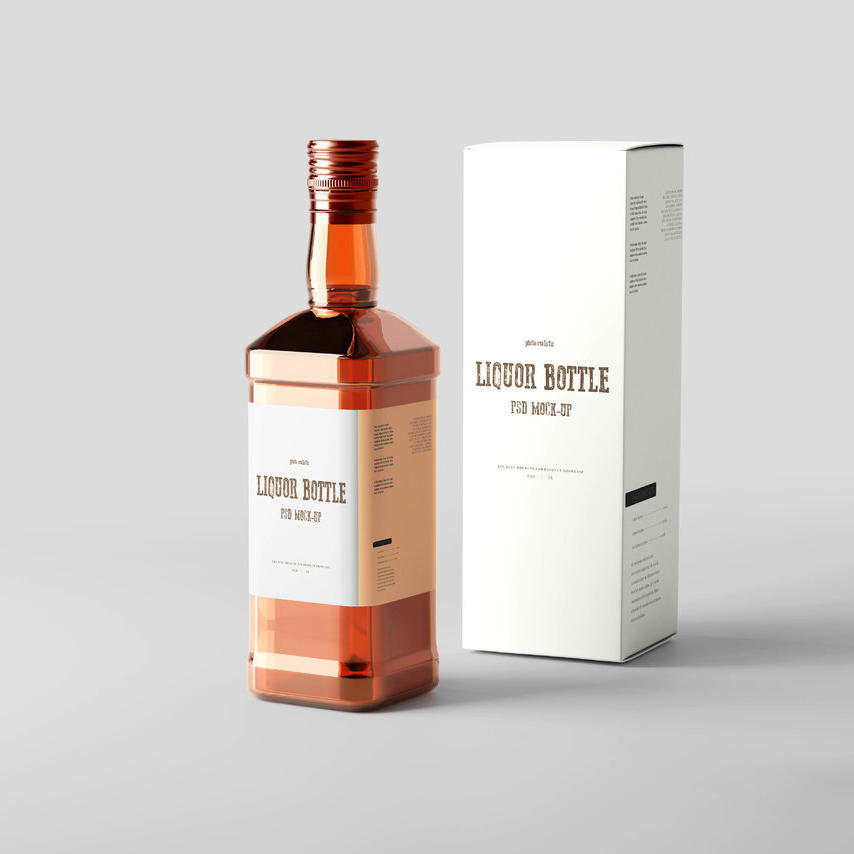 方形酒瓶品牌标签样机