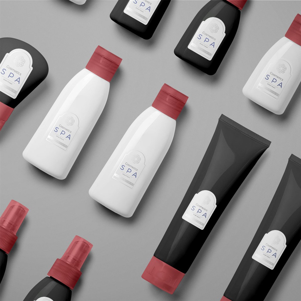 spa精油瓶子包装贴图样机