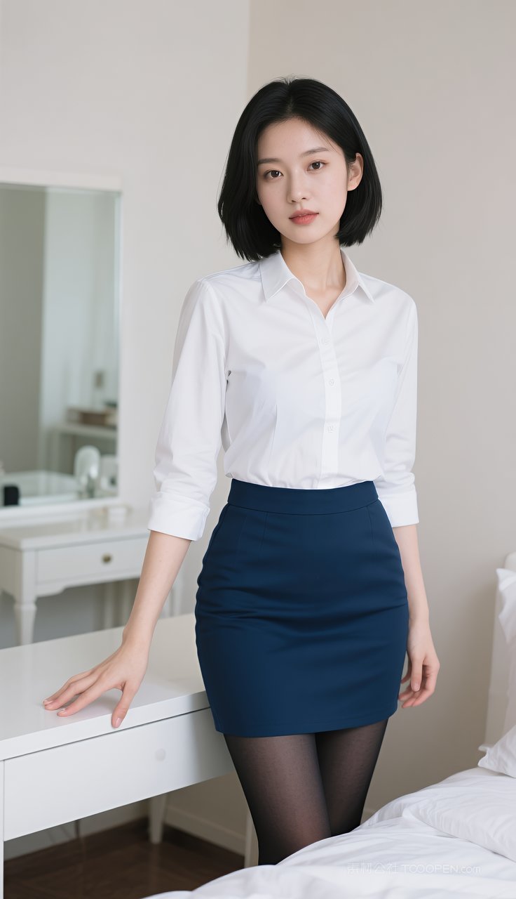 短裙长腿美女丝袜模特制服