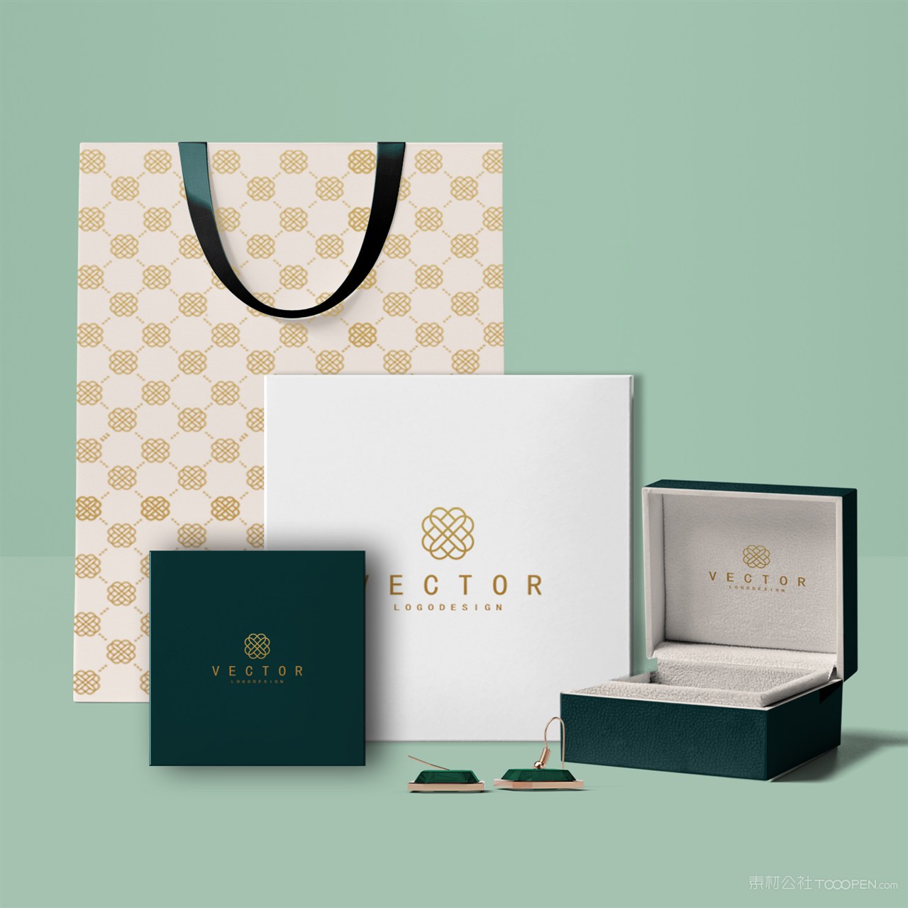 珠宝店vi手提袋包装盒贴图样机