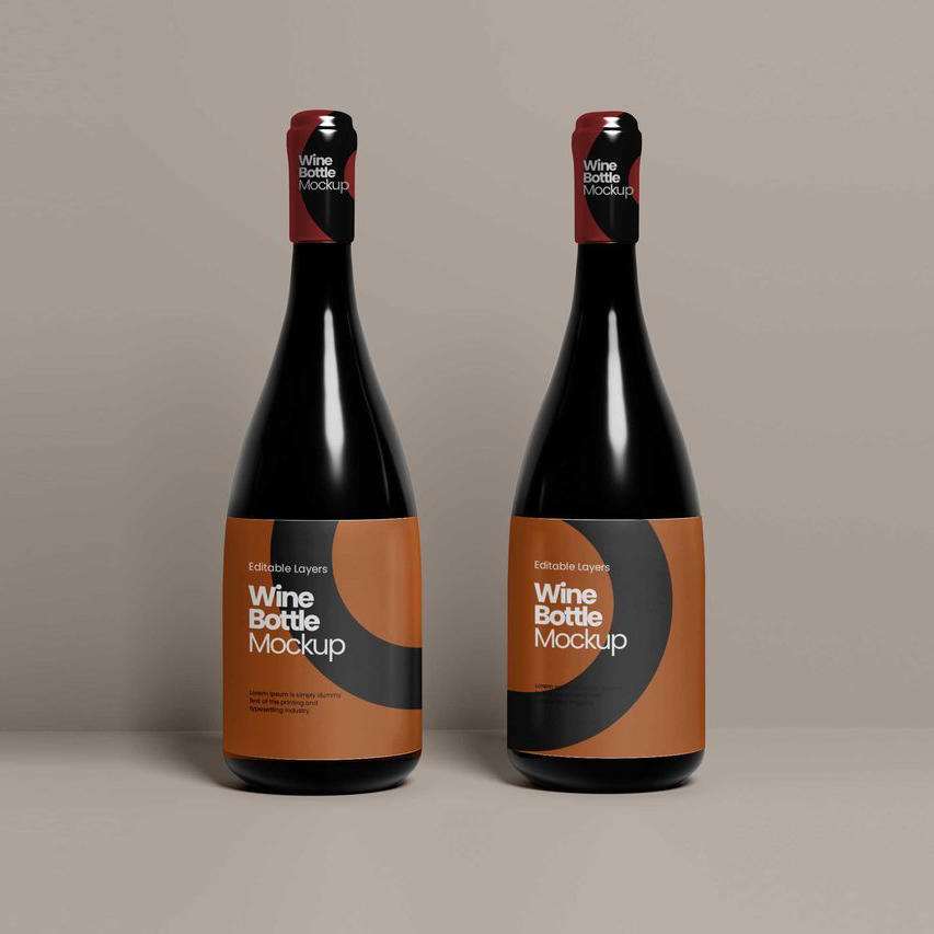 香槟玻璃瓶标签样机