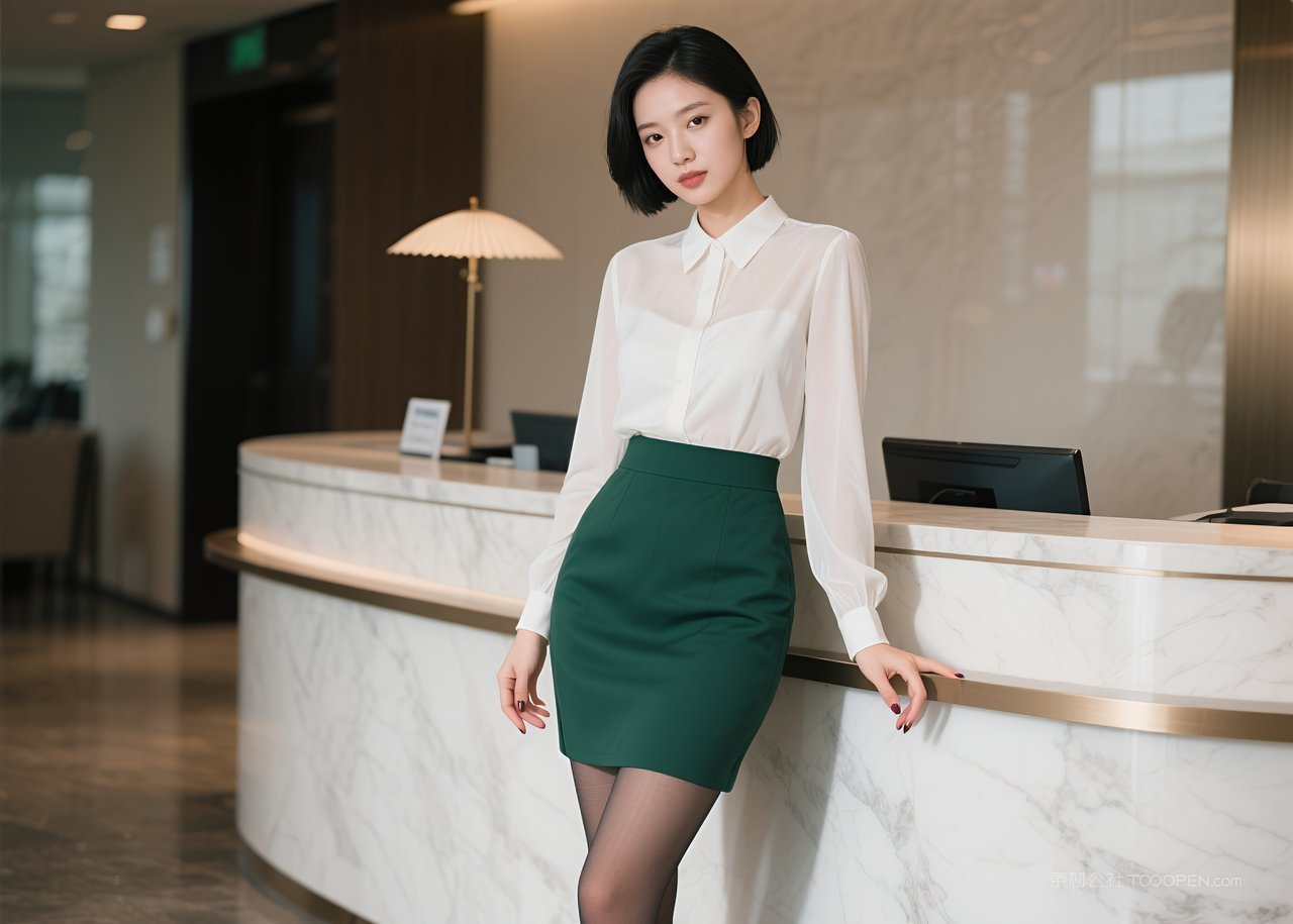 模特写真女性性感丝袜职业美女美腿短裙