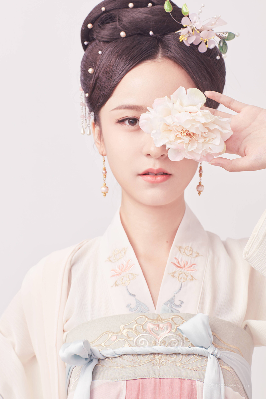 高清鲜花与古装美女摄影清纯亚洲美女图片素材