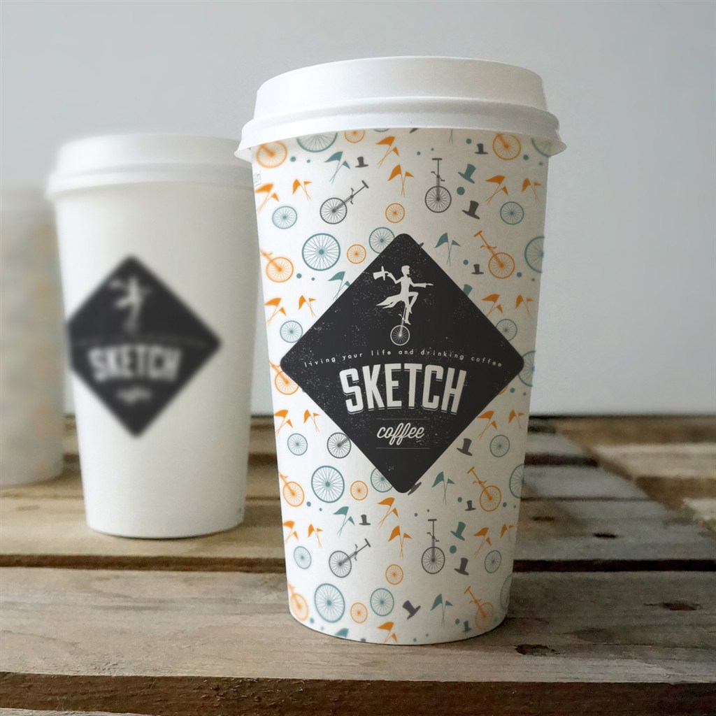 纸杯水杯标志贴图