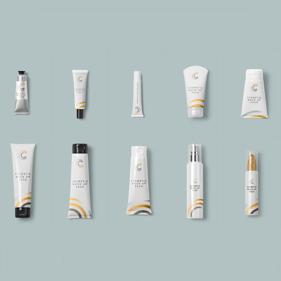 化妆品瓶子盒子玻璃瓶包装贴图样机设计模板效果VI素材PSD分层