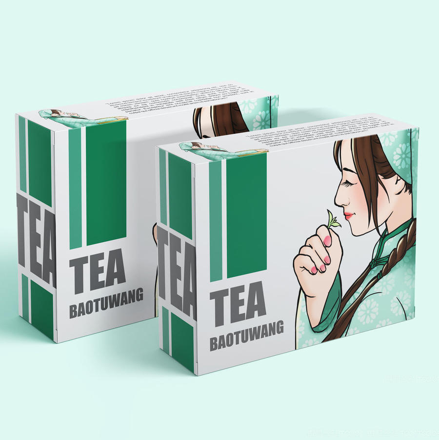 绿色大气茶叶包装盒样机