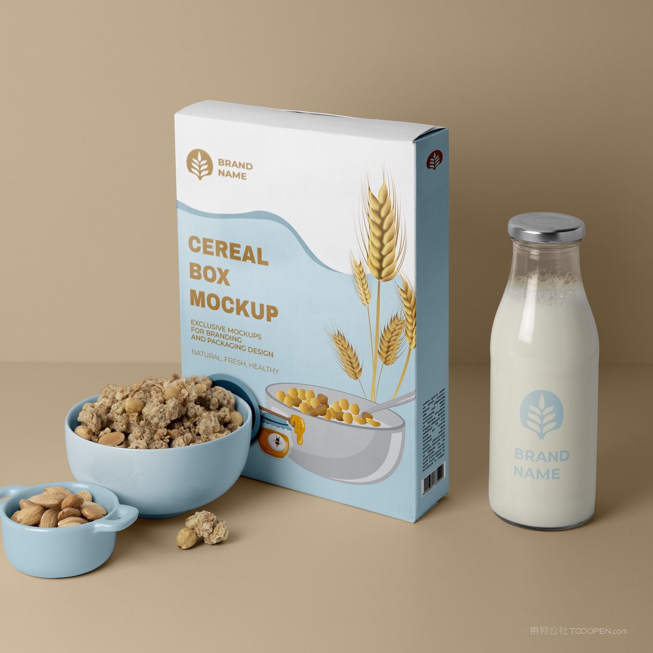 包装样机麦片牛奶食品包装贴图样机