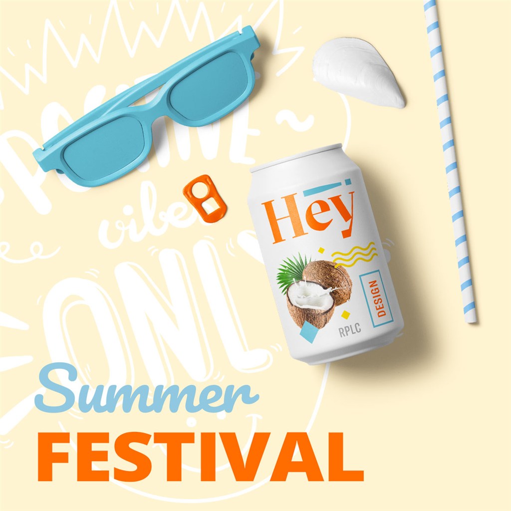 创意夏天休闲饮料眼镜设计样机模板