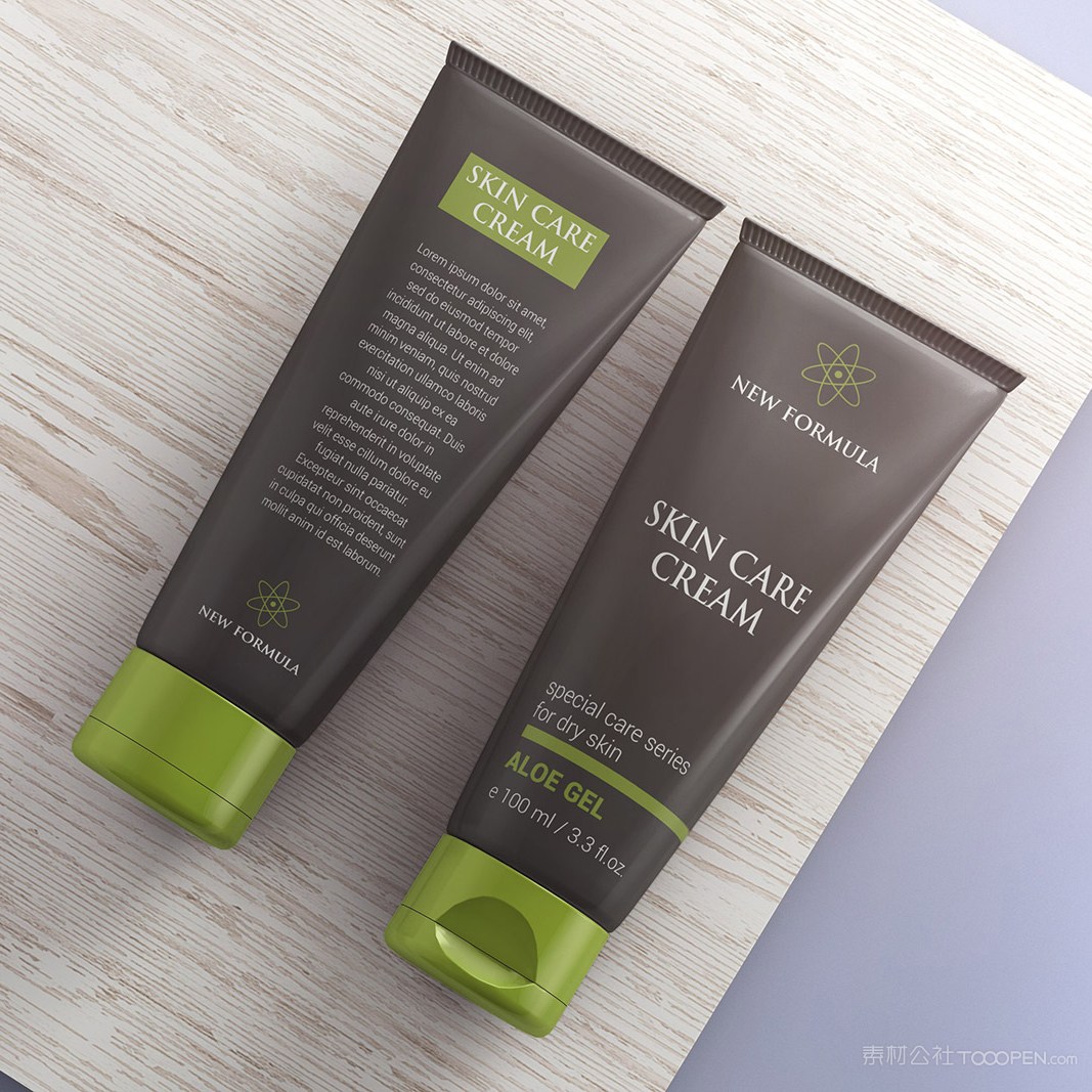 木板上的两支男士洗面奶包装样机