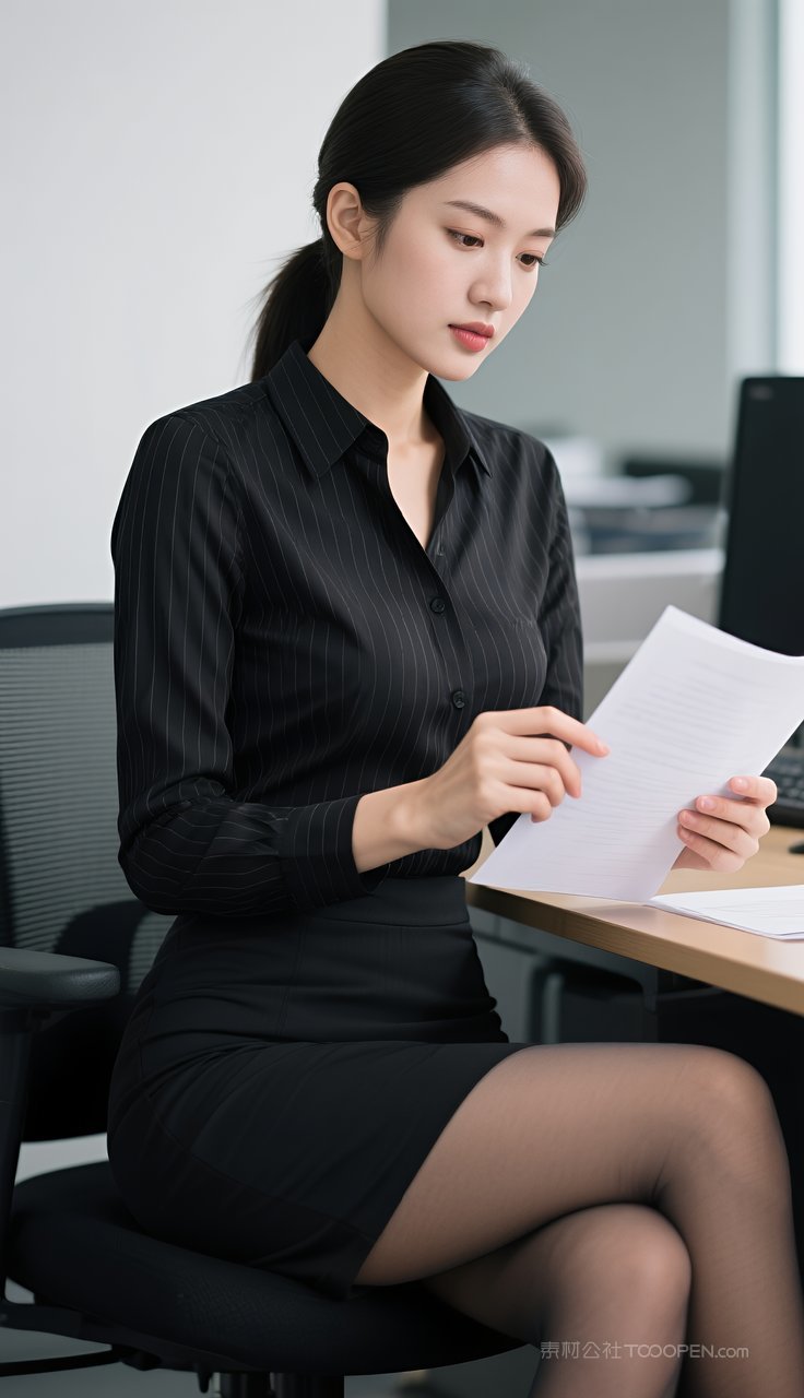 模特美腿丝袜制服短裙美女长腿