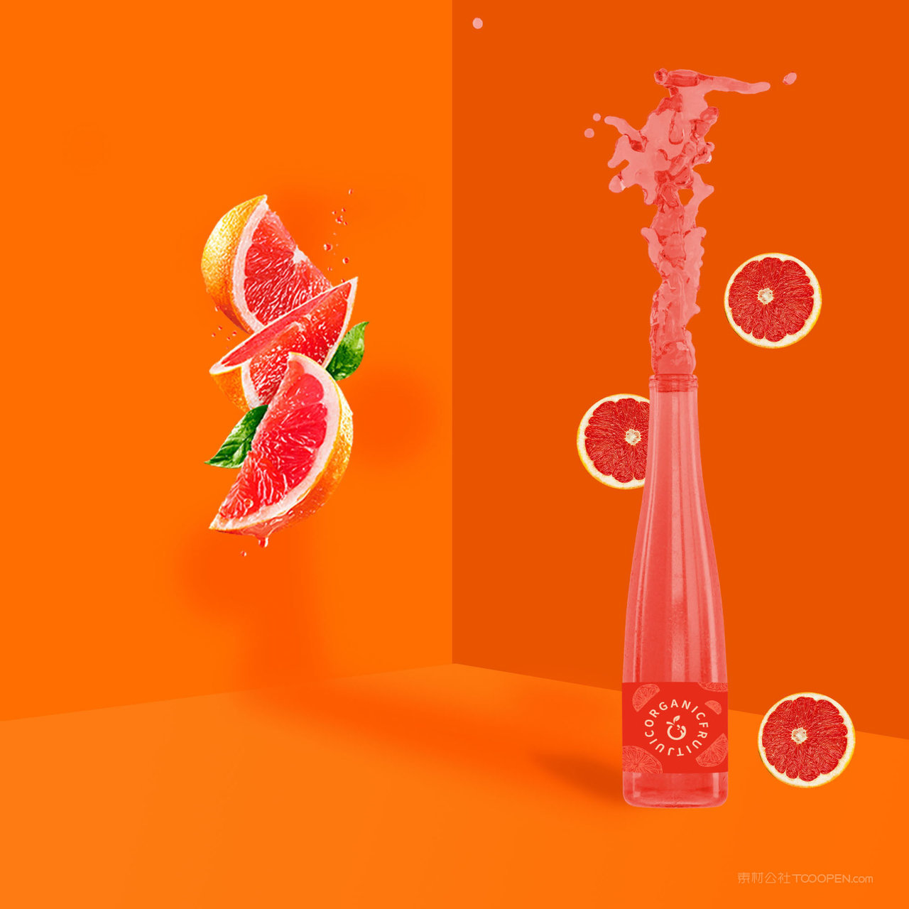 果汁品牌VI水果玻璃包装瓶贴图样机