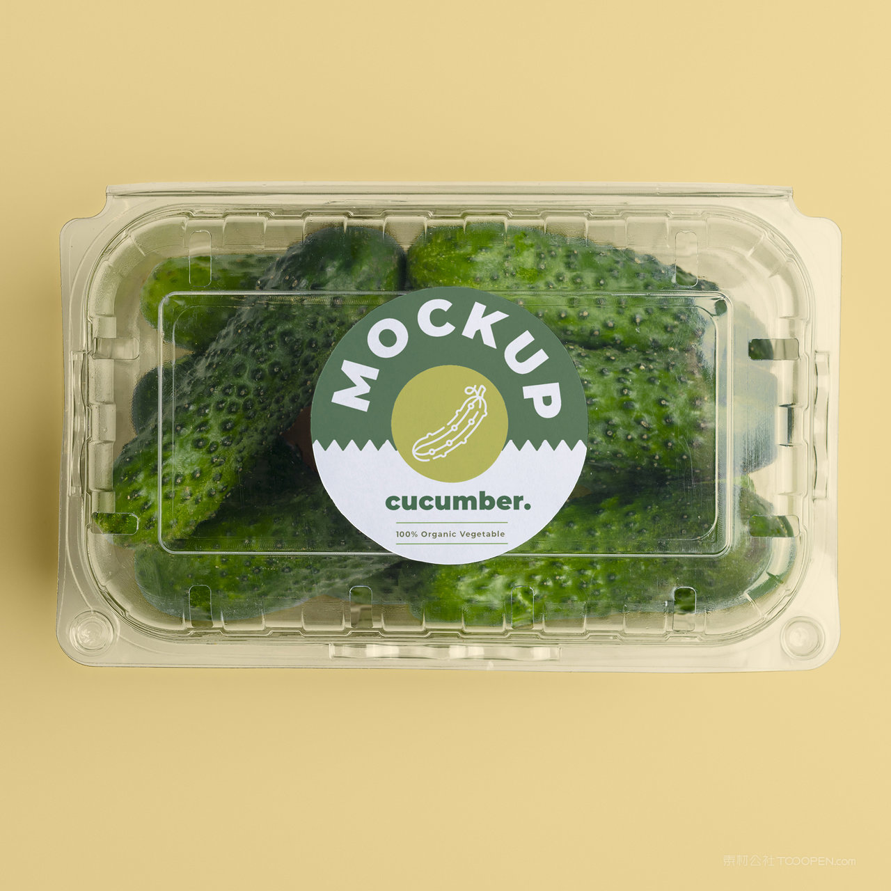 超市果蔬食品包装盒小黄瓜包装贴图样机