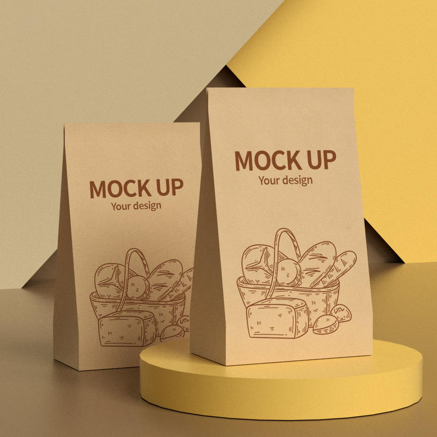 面包吐司烘焙牛皮纸袋封口包装样机